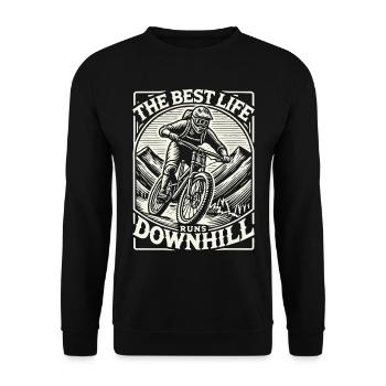 Bike Downhill Adventurer Retro Style - Unisex Sweatshirt - black - Front - Alina (178cm) & Michal (187cm)