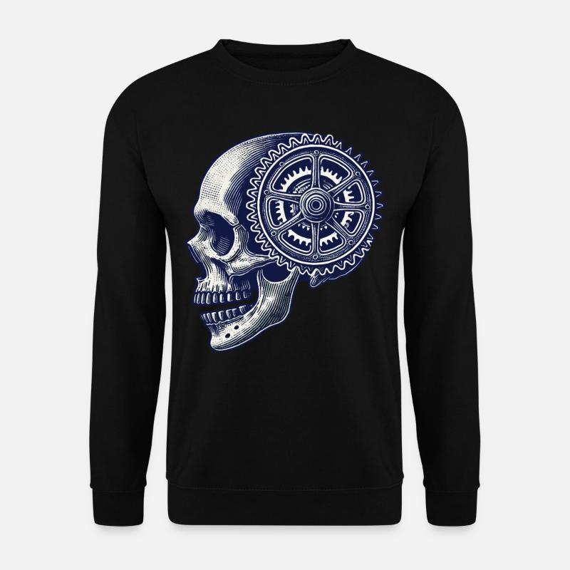 Vélo crâne engrenage cyclisme oeuvre - Sweat-shirt Unisexe - noir