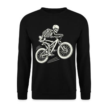 Skeleton On Bike Mountain Bike Adventure - Unisex Sweatshirt - black - Front - Alina (178cm) & Michal (187cm)