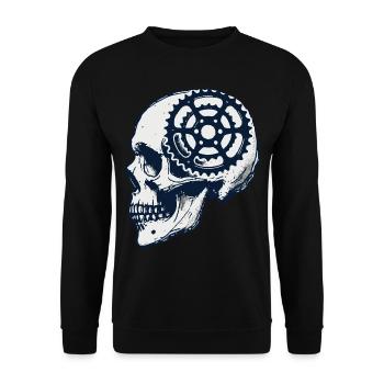Fahrrad Schädel Mountainbike Kunst für Radsportler - Unisex Pullover - Schwarz - Vorne - Alina (178cm) & Michal (187cm)