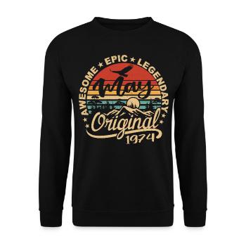 Birthday May 1974 May | Gift May 1974 - Unisex Sweatshirt - black - Front - Alina (178cm) & Michal (187cm)