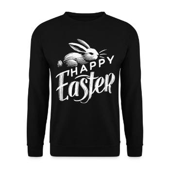 Ostern Hase Retro Look Happy Easter - Unisex Pullover - Schwarz - Vorne - Alina (178cm) & Michal (187cm)
