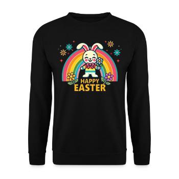 Retro Osterhase Regenbogen Ästhetik Ostern - Unisex Pullover - Schwarz - Vorne - Alina (178cm) & Michal (187cm)