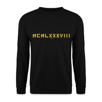 Roman numeral year of birth Made in 1988 - Unisex Sweatshirt - black - Front - Alina (178cm) & Michal (187cm)