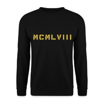 Roman numeral year of birth Made in 1958 - Unisex Sweatshirt - black - Front - Alina (178cm) & Michal (187cm)