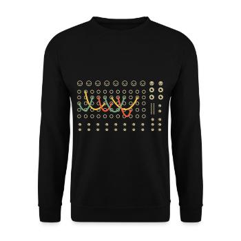 Retro Modular Synthesizer Analog Musik Produzent - Unisex Pullover - Schwarz - Vorne - Alina (178cm) & Michal (187cm)