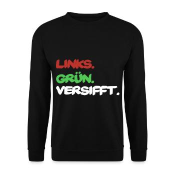 Rassismus Antifaschismus Politik Spruch Geschenk - Unisex Pullover - Schwarz - Vorne - Alina (178cm) & Michal (187cm)