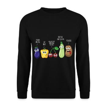Lustiges Gemüse Humor Veganer Sarkastisches Zitat - Unisex Pullover - Schwarz - Vorne - Alina (178cm) & Michal (187cm)