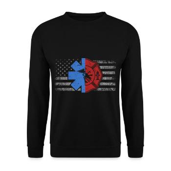 Ambulancier pompier USA Vintage Amérique - Sweat-shirt Unisexe - noir - Devant - Alina (178cm) & Michal (187cm)