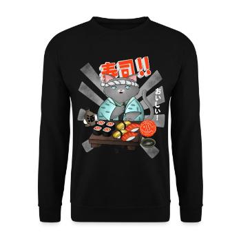 Sushi Cat Chef - Unisex Sweatshirt - black - Front - Alina (178cm) & Michal (187cm)
