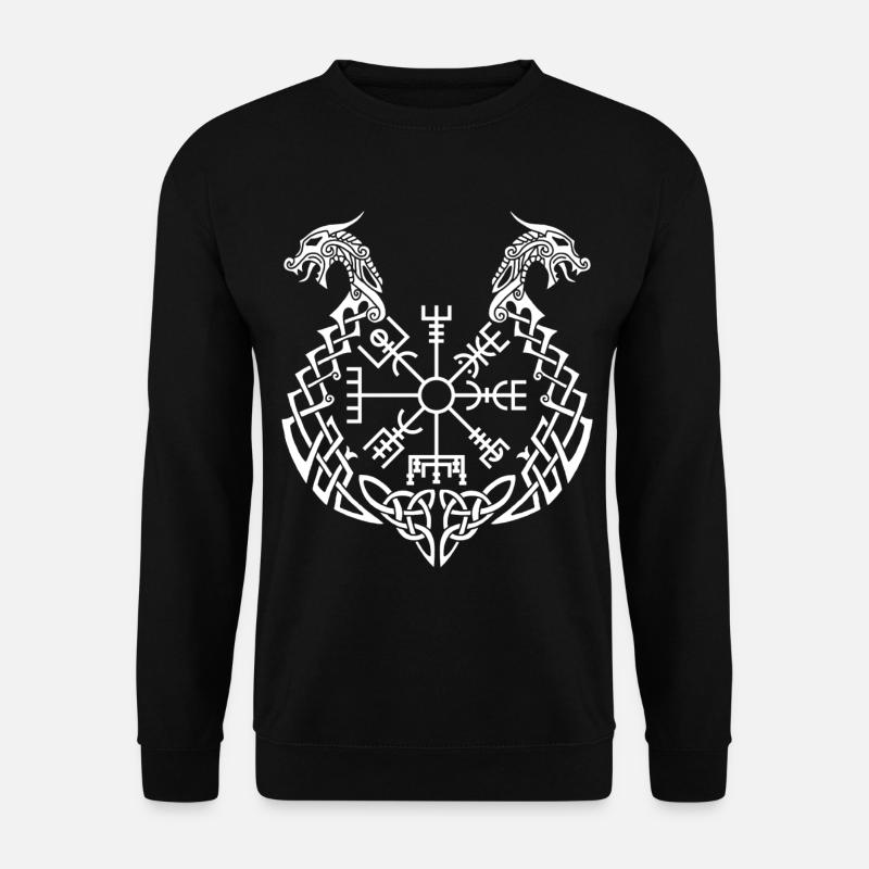 White dragon and Viking compass - Unisex Sweatshirt - black