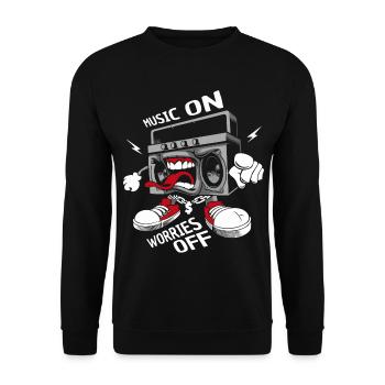 musique sur les soucis off - Sweat-shirt Unisexe - noir - Devant - Alina (178cm) & Michal (187cm)