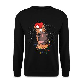 Horse Riding Christmas Hat Christmas Funny - Unisex Sweatshirt - black - Front - Alina (178cm) & Michal (187cm)