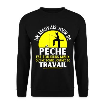 pêche, pêcheur, fan de pêche - Sweat-shirt Unisexe - noir - Devant - Alina (178cm) & Michal (187cm)