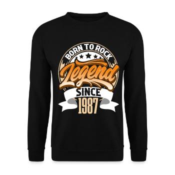 1987 Geburtsjahr Geburtstag Legende Born To Rock - Unisex Pullover - Schwarz - Vorne - Alina (178cm) & Michal (187cm)