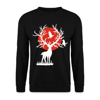 The White Deer and the Red Sun - Unisex Sweatshirt - black - Front - Alina (178cm) & Michal (187cm)