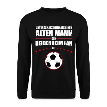 Alter Mann - Heidenheim Fan | Retro Vintage Design - Unisex Pullover - Schwarz - Vorne - Alina (178cm) & Michal (187cm)