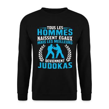 Les meilleurs deviennent judokas cadeau judo - Sweat-shirt Unisexe - noir - Devant - Alina (178cm) & Michal (187cm)