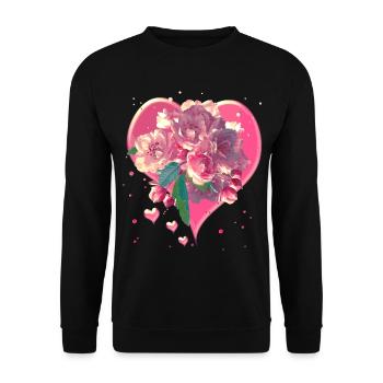 Coeur aux fleurs d’amandier Fleurs de coeur - Sweat-shirt Unisexe - noir - Devant - Alina (178cm) & Michal (187cm)