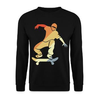 Vintage Skateboarder Graphic - Unisex Sweatshirt - black - Front - Alina (178cm) & Michal (187cm)