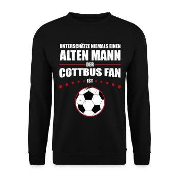Alter Mann - Cottbus Fan | Retro Vintage Design - Unisex Pullover - Schwarz - Vorne - Alina (178cm) & Michal (187cm)