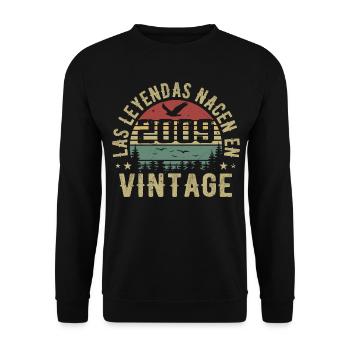 Legends are born 2009 Birthday Gift 2009 - Unisex Sweatshirt - black - Front - Alina (178cm) & Michal (187cm)
