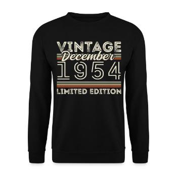 Vintage Décembre 1954 - 71e Anniversaire Décember - Sweat-shirt Unisexe - noir - Devant - Alina (178cm) & Michal (187cm)
