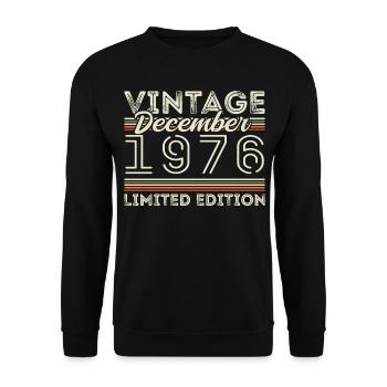 Vintage Décembre 1976 - 49e Anniversaire Décember - Sweat-shirt Unisexe - noir - Devant - Alina (178cm) & Michal (187cm)