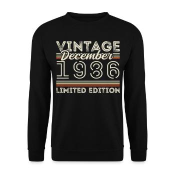 Vintage Décembre 1986 - 39e Anniversaire Décember - Sweat-shirt Unisexe - noir - Devant - Alina (178cm) & Michal (187cm)
