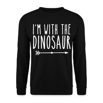 Ich bin mit dem Dinosaurier Erwachsene Kinder Männer Frauen Kostüm - Unisex Pullover - Schwarz - Vorne - Alina (178cm) & Michal (187cm)