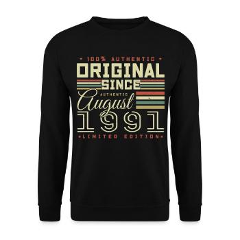 August 1991 Retro August 1991 August 1991 Anniversary - Unisex Sweatshirt - black - Front - Alina (178cm) & Michal (187cm)