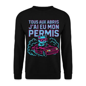 Driver Gift Driver's License - Unisex Sweatshirt - black - Front - Alina (178cm) & Michal (187cm)
