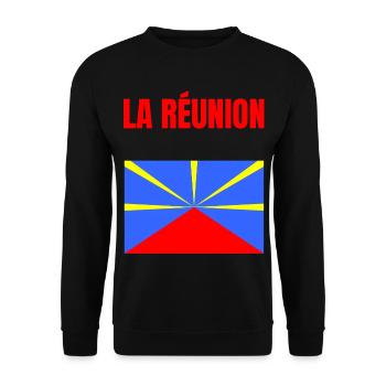 T-shirt drapeau La Réunion volcan - Sweat-shirt Unisexe - noir - Devant - Alina (178cm) & Michal (187cm)