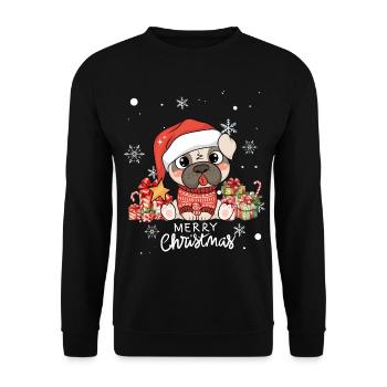 Hunde-Weihnachten - Unisex Pullover - Schwarz - Vorne - Alina (178cm) & Michal (187cm)