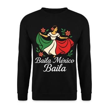 Folklore Tanz Mexiko Mexikanische Frau - Unisex Pullover - Schwarz - Vorne - Alina (178cm) & Michal (187cm)