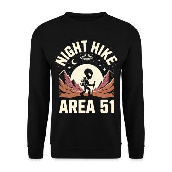 Lustige Gegend 51 Alien UFO Wanderung Wandern - Unisex Pullover - Schwarz - Vorne - Alina (178cm) & Michal (187cm)