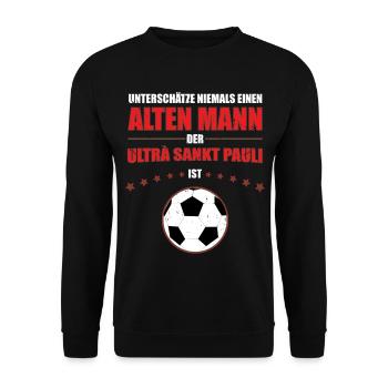Alter Mann - Ultra Sankt Pauli Fan | Retro Vintage - Unisex Pullover - Schwarz - Vorne - Alina (178cm) & Michal (187cm)
