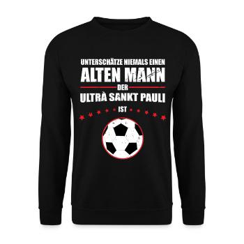Alter Mann - Ultra Sankt Pauli Fan | Vintage Retro - Unisex Pullover - Schwarz - Vorne - Alina (178cm) & Michal (187cm)