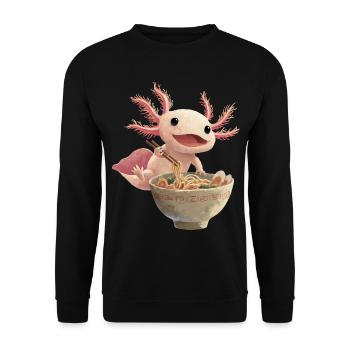 Axolotl Ramen Nudeln - Unisex Pullover - Schwarz - Vorne - Alina (178cm) & Michal (187cm)
