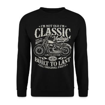 Cadeau de moto vintage pour le 50e anniversaire de 1976 - Sweat-shirt Unisexe - noir - Devant - Alina (178cm) & Michal (187cm)