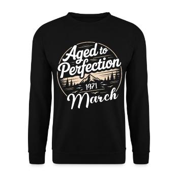 Cadeau d’anniversaire mars 1971 - Sweat-shirt Unisexe - noir - Devant - Alina (178cm) & Michal (187cm)