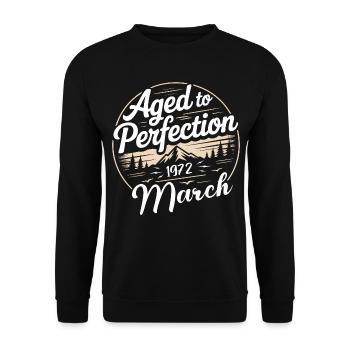 Geburtstagsgeschenk märz 1972 - Unisex Pullover - Schwarz - Vorne - Alina (178cm) & Michal (187cm)