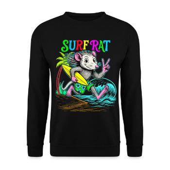 Surf Rat Surfing - Unisex Pullover - Schwarz - Vorne - Alina (178cm) & Michal (187cm)