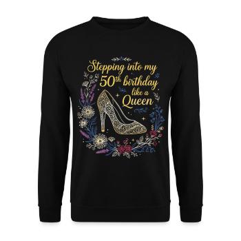 Entrer dans mes 50 ans et 50 ans - Sweat-shirt Unisexe - noir - Devant - Alina (178cm) & Michal (187cm)