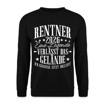 Rentner 2026 Rente Ruhestand Geschenk - Unisex Pullover - Schwarz - Vorne - Alina (178cm) & Michal (187cm)