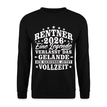 Rentner 2026 Rente Ruhestand Geschenk - Unisex Pullover - Schwarz - Vorne - Alina (178cm) & Michal (187cm)