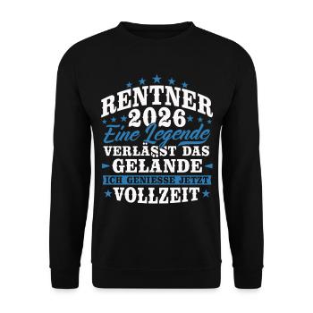 Rentner 2026 Rente Ruhestand Geschenk - Unisex Pullover - Schwarz - Vorne - Alina (178cm) & Michal (187cm)