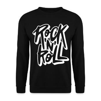 Rock 'n' Roll Graffiti-Text - Unisex Pullover - Schwarz - Vorne - Alina (178cm) & Michal (187cm)