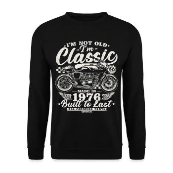 50e anniversaire cadeau de moto vintage de 50 ans - Sweat-shirt Unisexe - noir - Devant - Alina (178cm) & Michal (187cm)