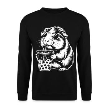 Guinea pig with sunglasses - Unisex Sweatshirt - black - Front - Alina (178cm) & Michal (187cm)